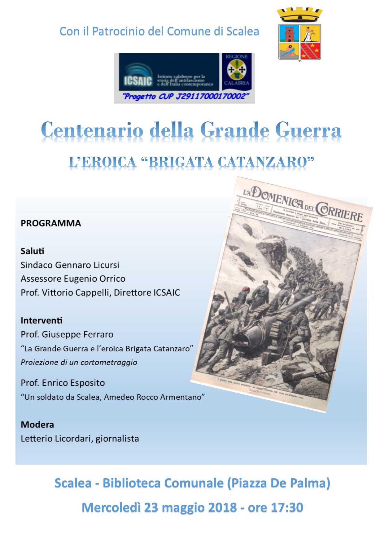Il 23 maggio a Scalea una iniziativa di Icsaic e Comune sulla Brigata Catanzaro