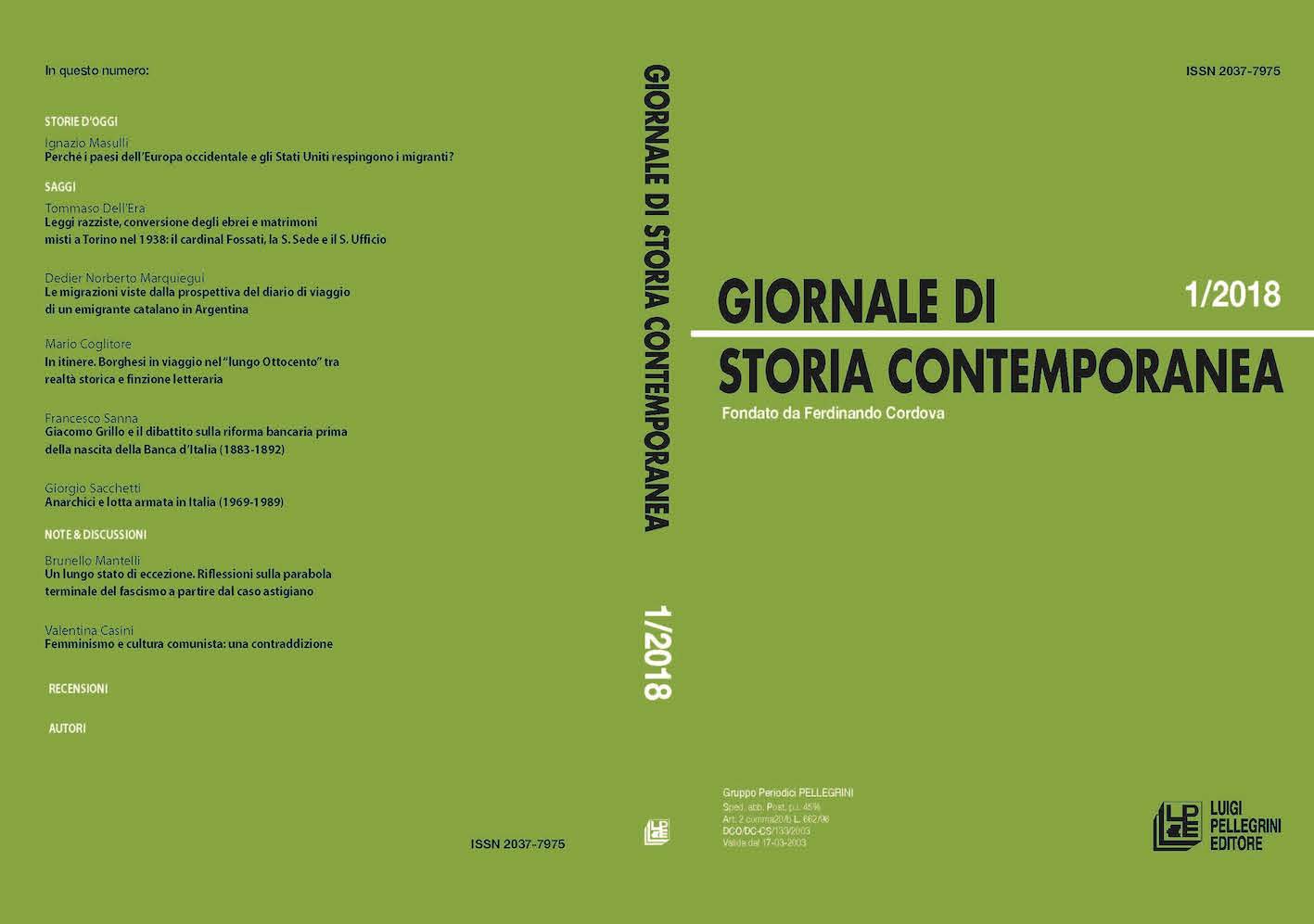 Giornale di Storia Contemporanea 1/18: il nuovo  numero è in distribuzione