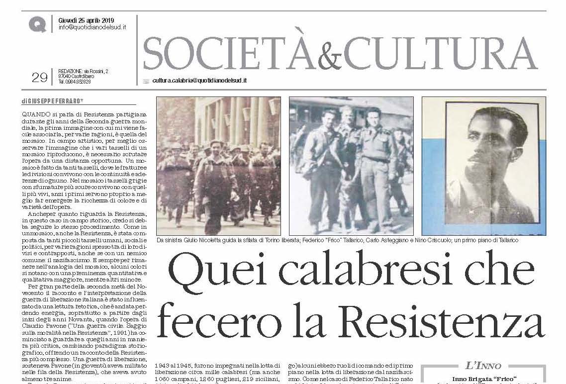 Quei calabresi che fecero la Resistenza: soffia ancora il “vento del 25 aprile”