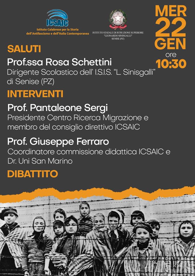 Giornata della Memoria 2020. Un dibattito all’Istituto Leonardo Sinisgalli di Senise (Pz) con l’ICSAIC