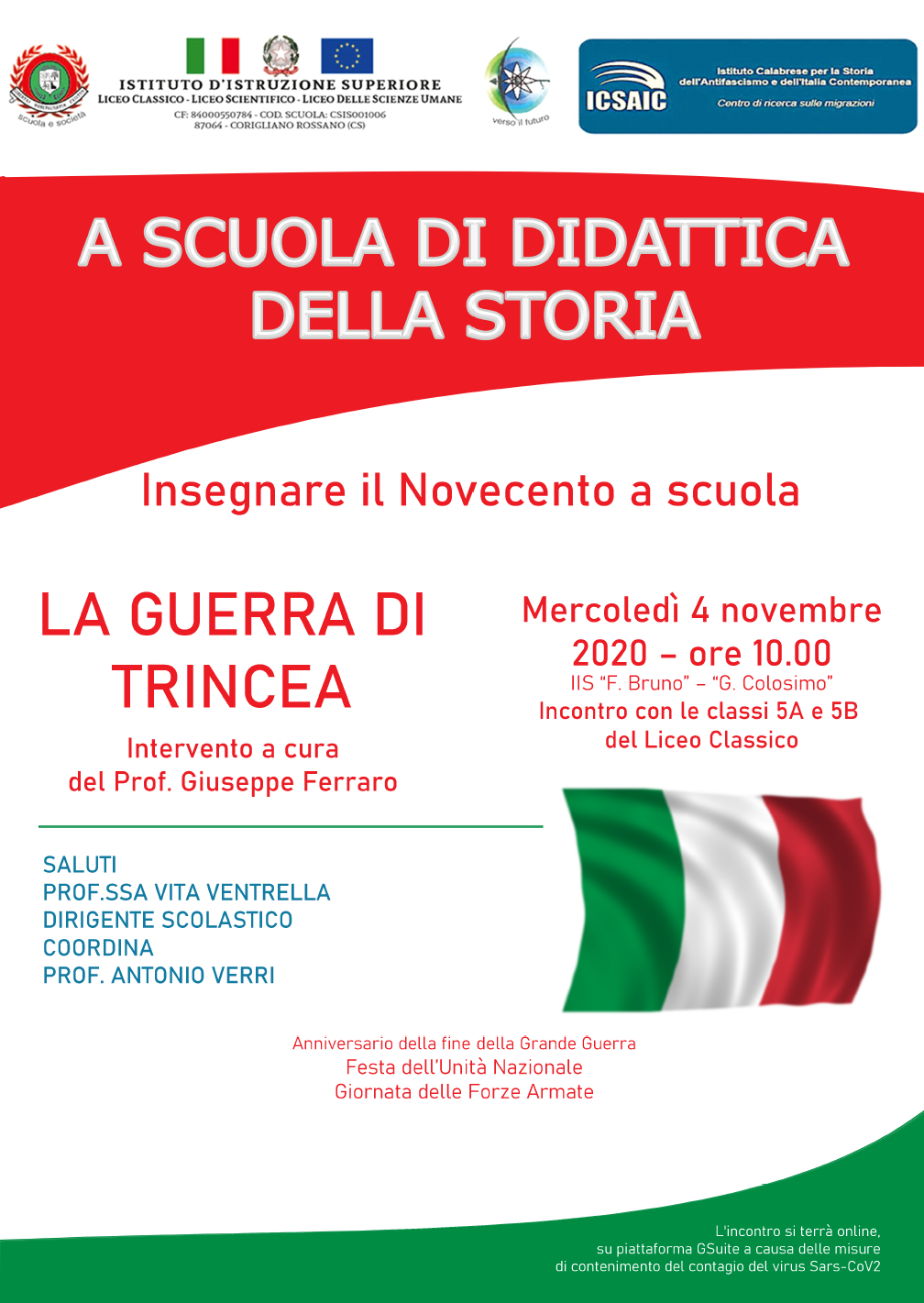 4 novembre: approfondimento sulla guerra di trincea a Corigliano Rossano