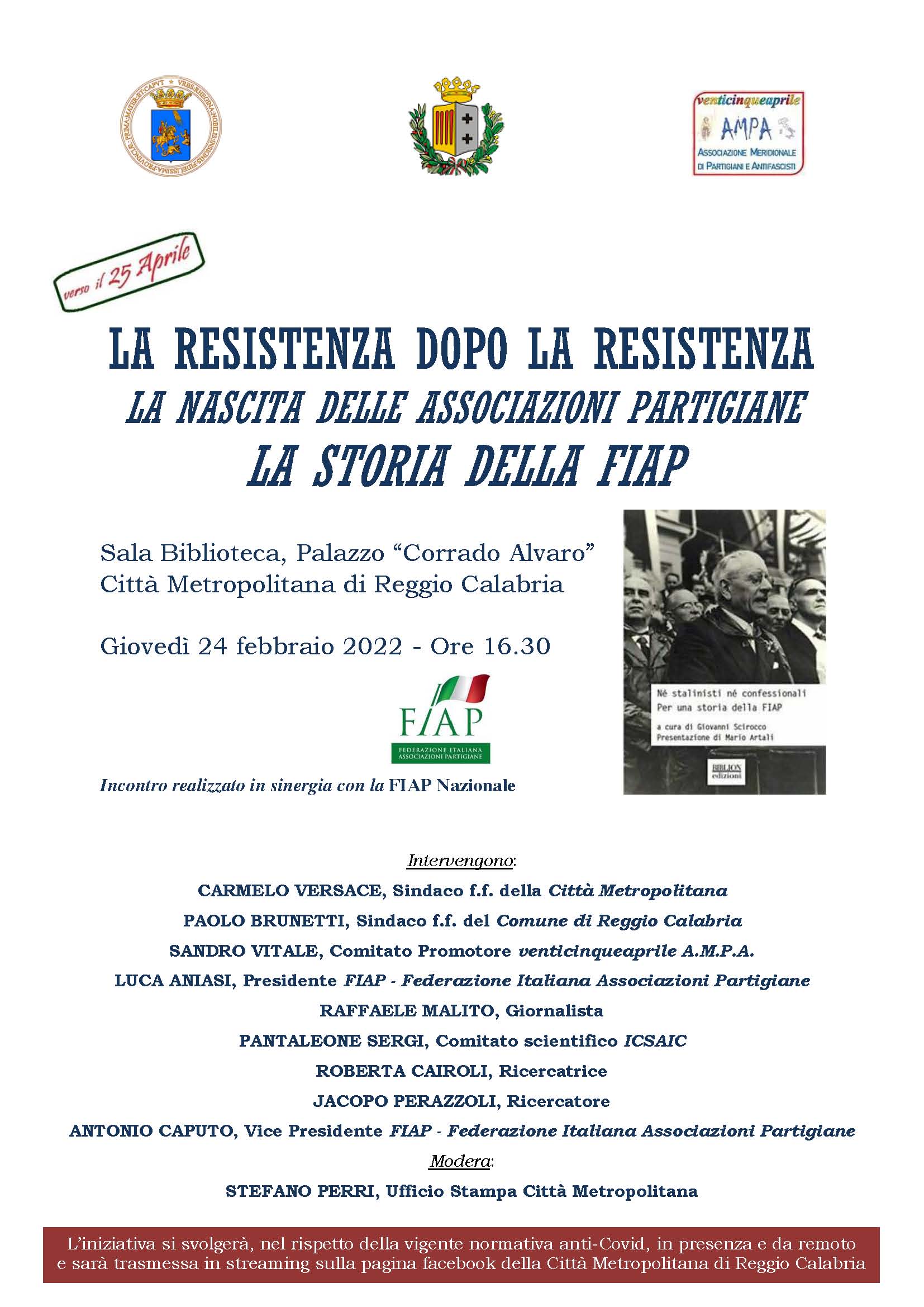 La Resistenza dopo la Resistenza Dibattito con la Fiap a Reggio Calabria