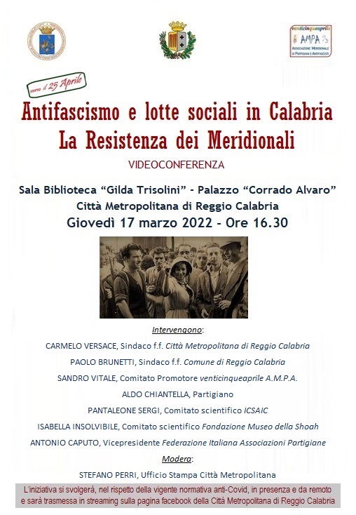Videoconferenza su antifascismo, Resistenza e lotte sociali in Calabria