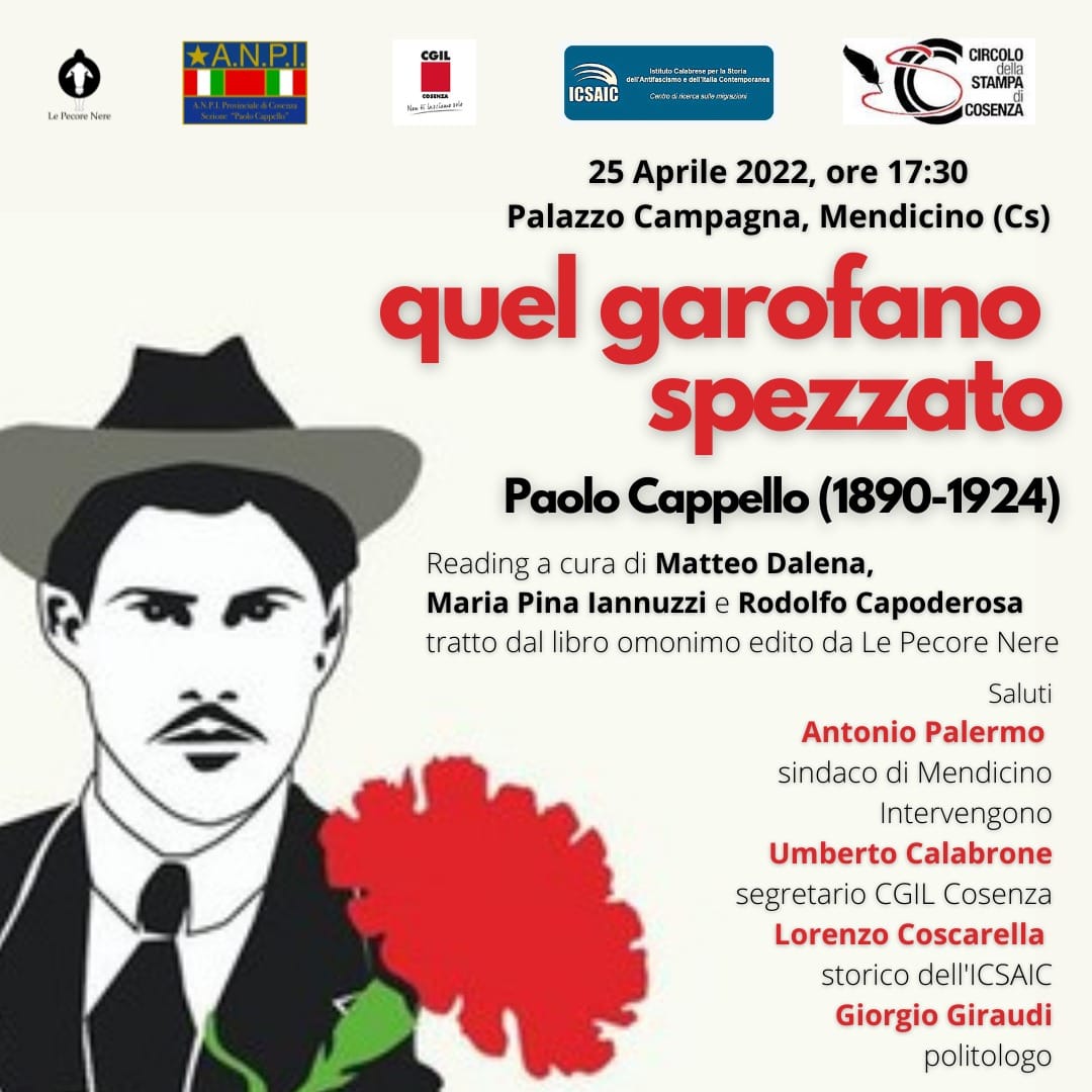 A Mendicino presentazione del libro di Dalena su Paolo Cappello per il 25 aprile