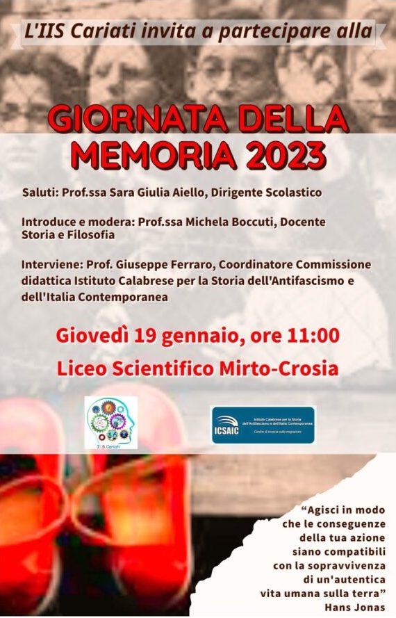 Giornata della Memoria a Mirto Cosia con l’IIS Cariati e l’ICSAIC