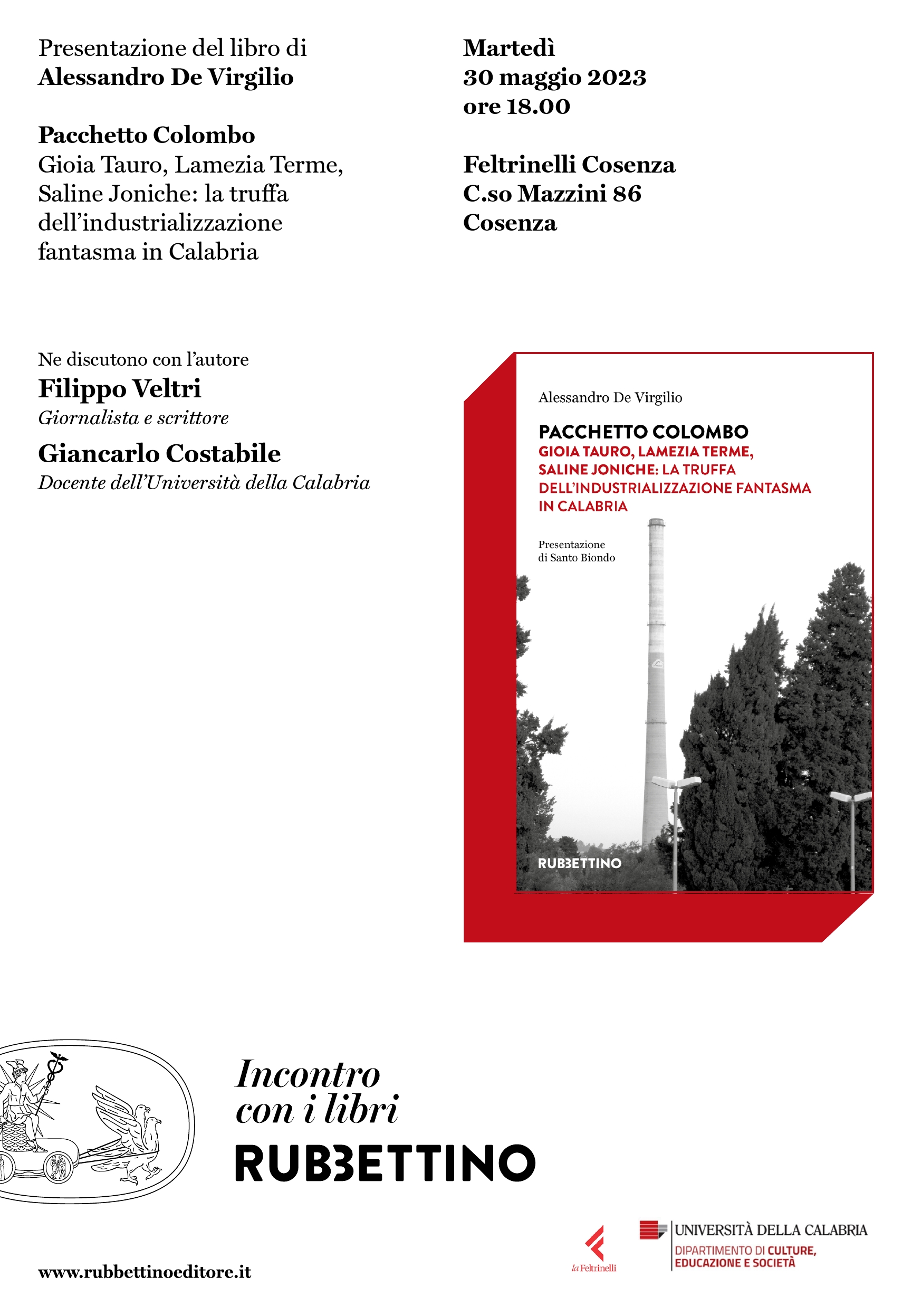 “Pacchetto Colombo”, presentazione del volume a Cosenza