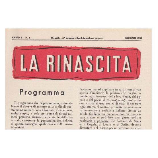Raccolta di “Rinascita” 1947-1982 donata all’ICSAIC dalla famiglia Fittante