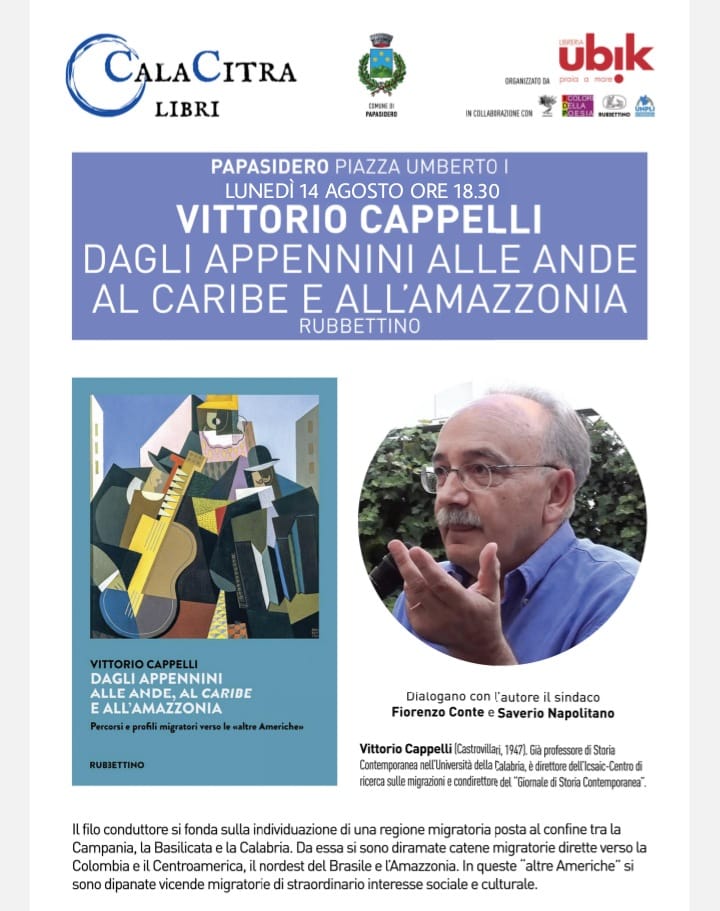 Le migrazioni verso le “altre Americhe”. A Papasidero, il 14 agosto, con Vittorio Cappelli