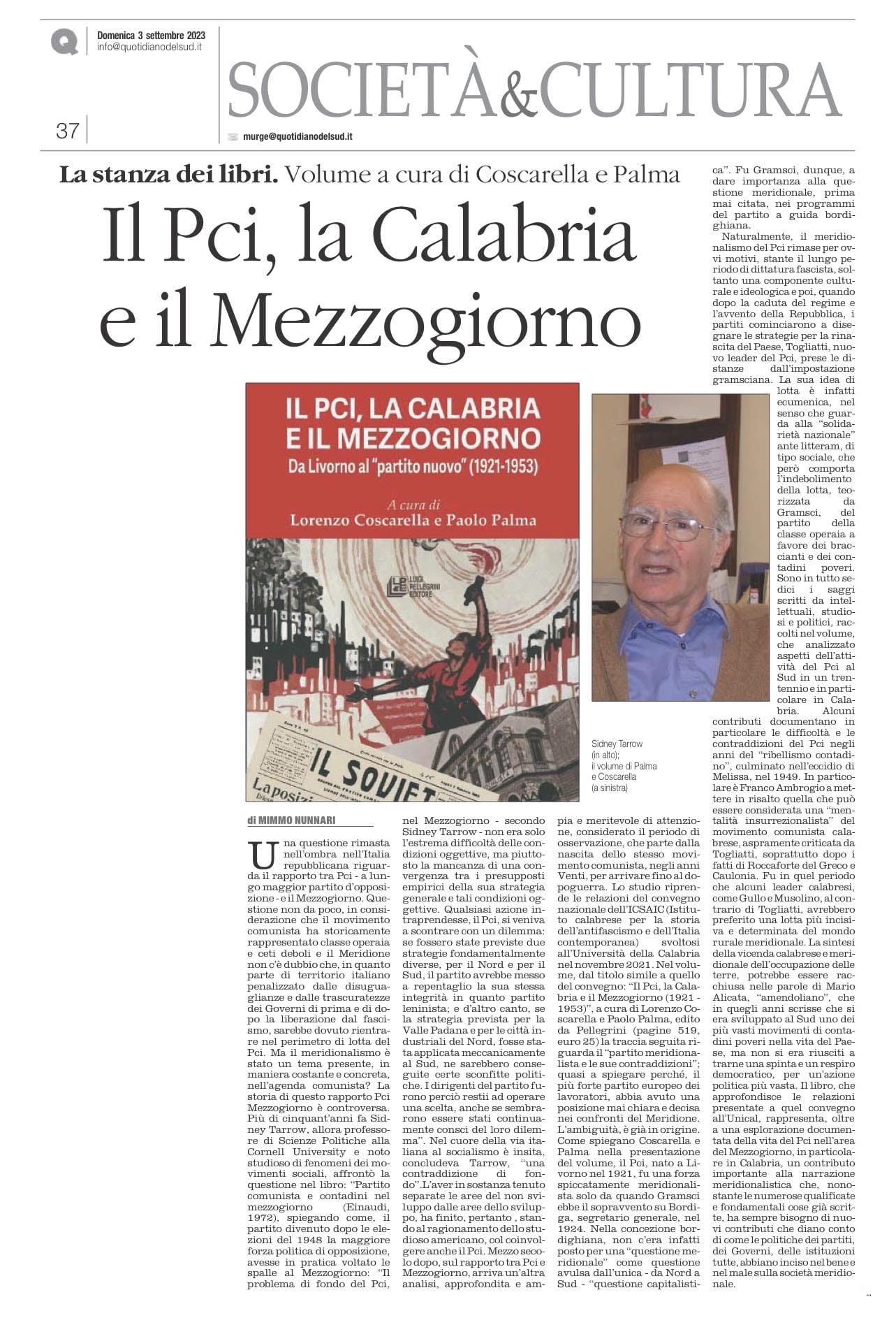 Il libro sul PCI dell’ICSAIC nella riflessione di Mimmo Nunnari