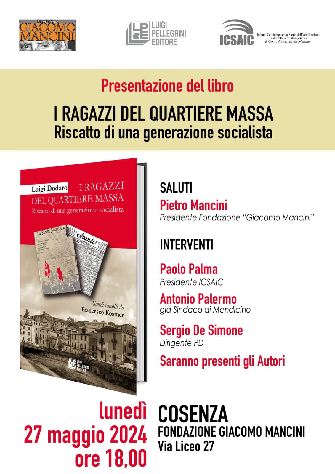 Pagine di socialismo a Cosenza in un libro sul quartiere Massa
