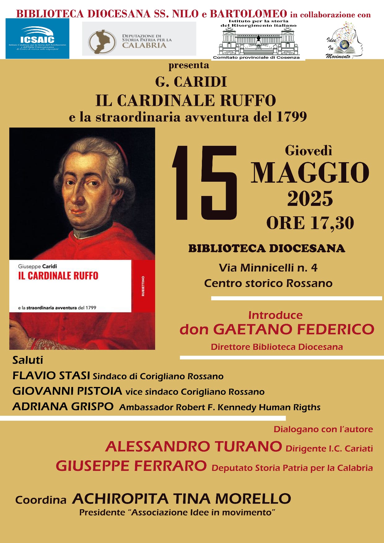 Il cardinale Ruffo di G. Caridi, presentazione a Rossano con l’ICSAIC