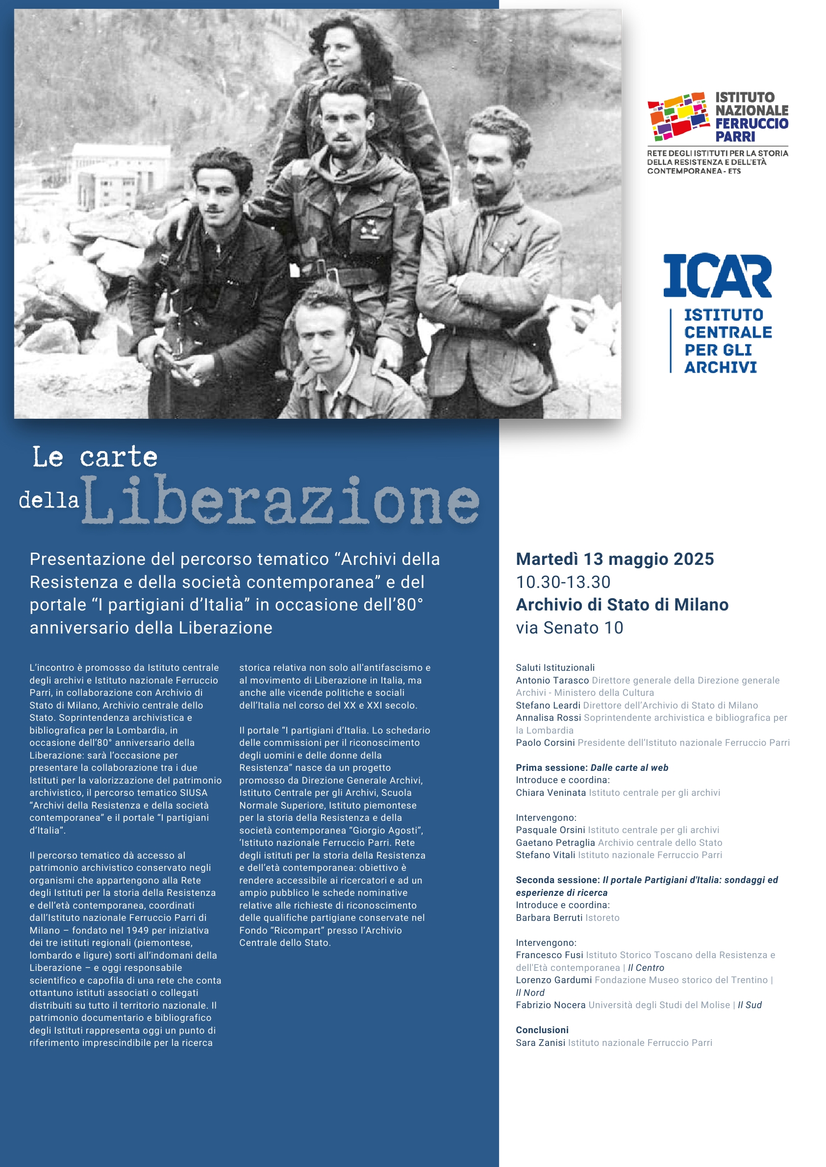 Le carte della Liberazione per l’ottantesimo con il Parri e l’ICAR