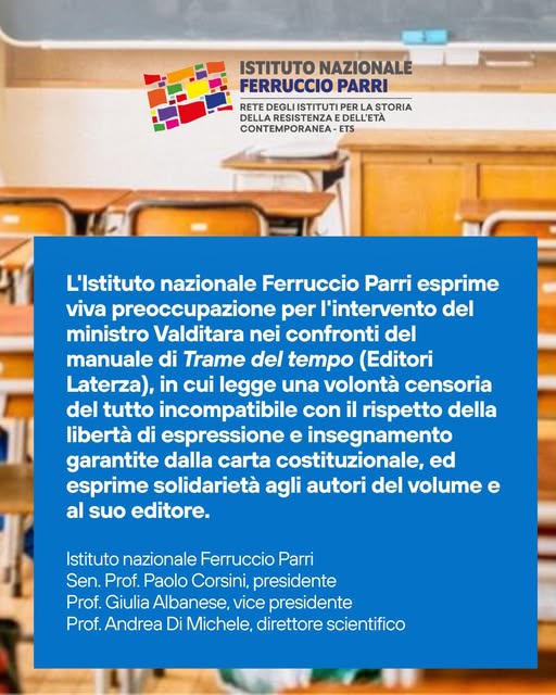 Rete Parri. Solidarietà ad autori ed editore del manuale “Trame del Tempo”