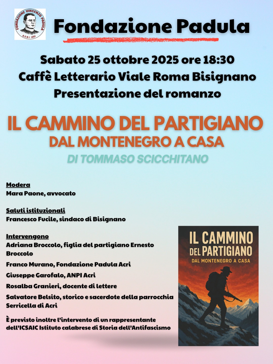 L’ICSAIC a Bisignano per il libro sul partigiano Ernesto Broccolo