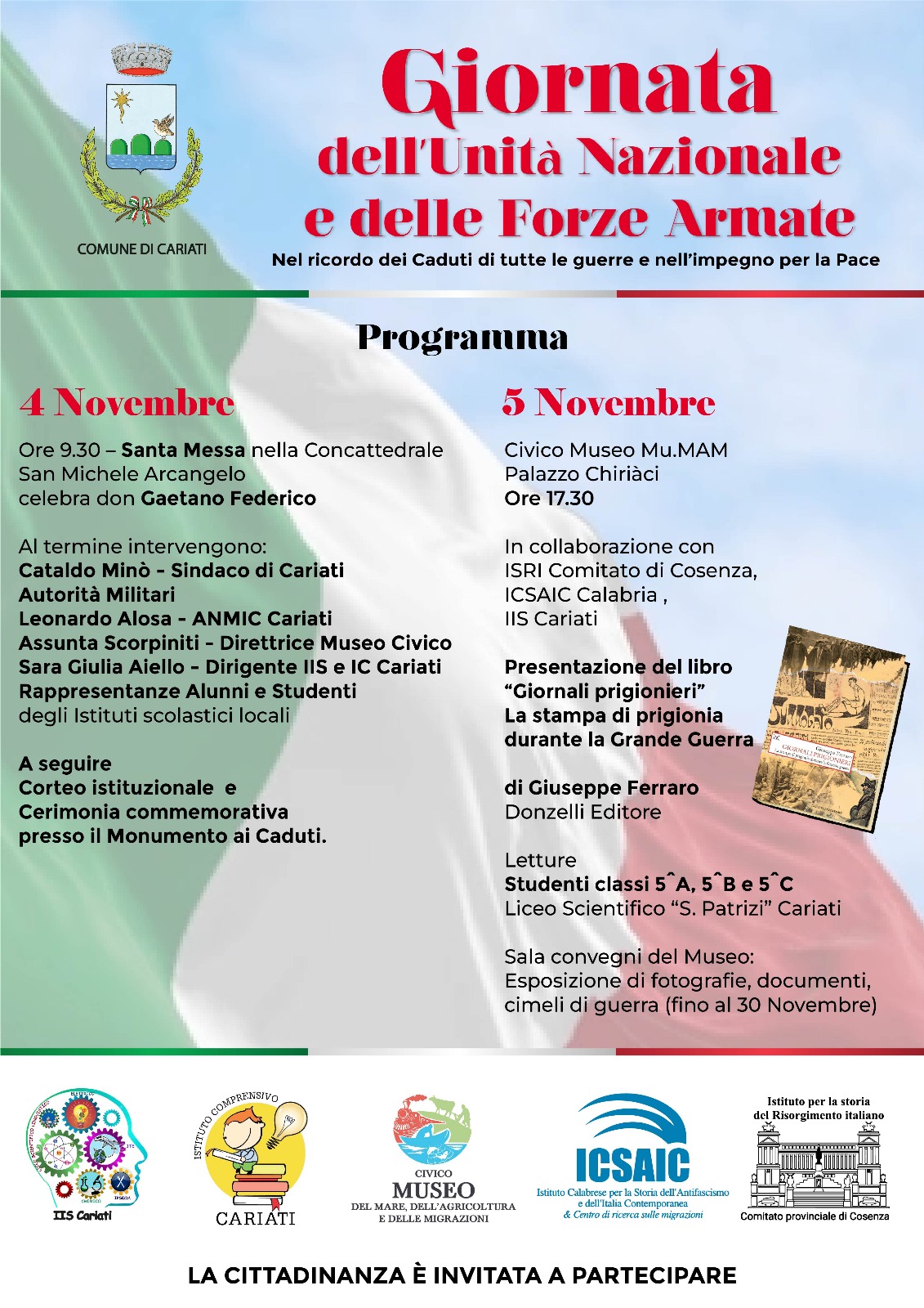 L’ICSAIC con Ferraro a Cariati per la Giornata dell’Unità Nazionale
