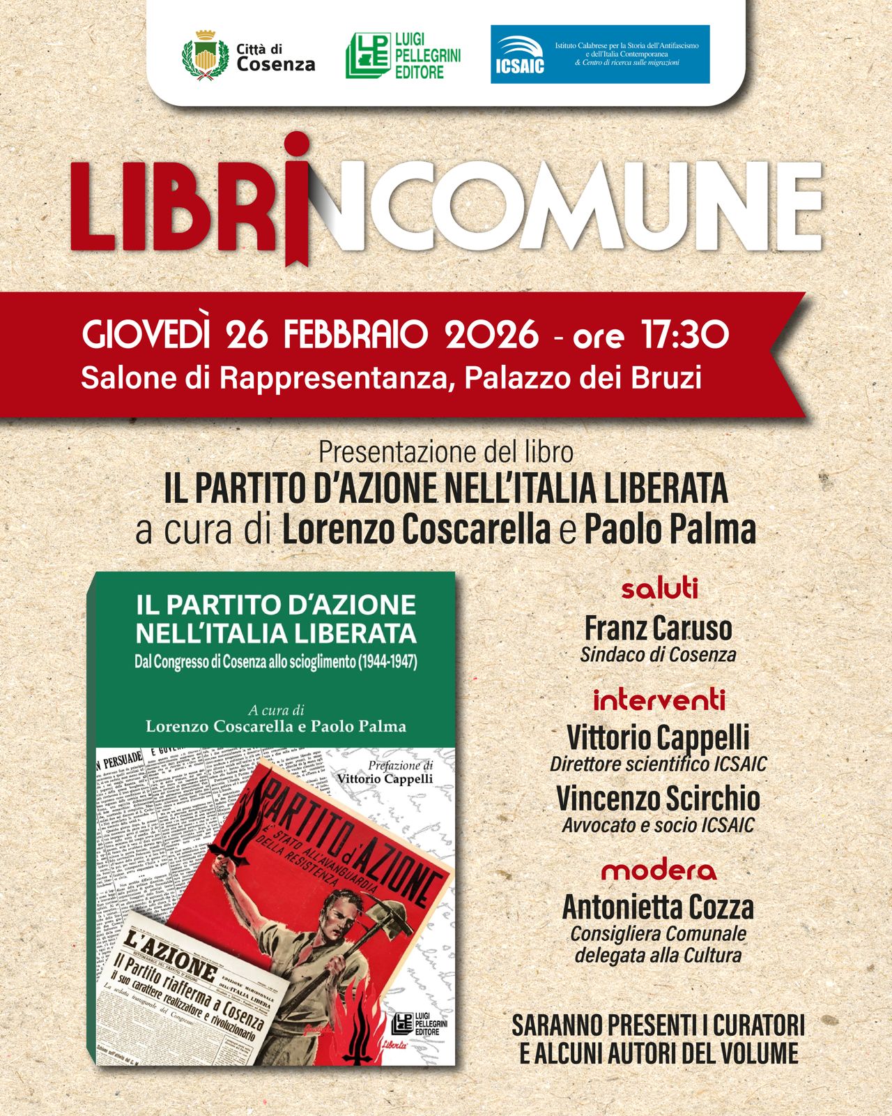 A Cosenza la prima presentazione del volume ICSAIC sul Partito d’Azione