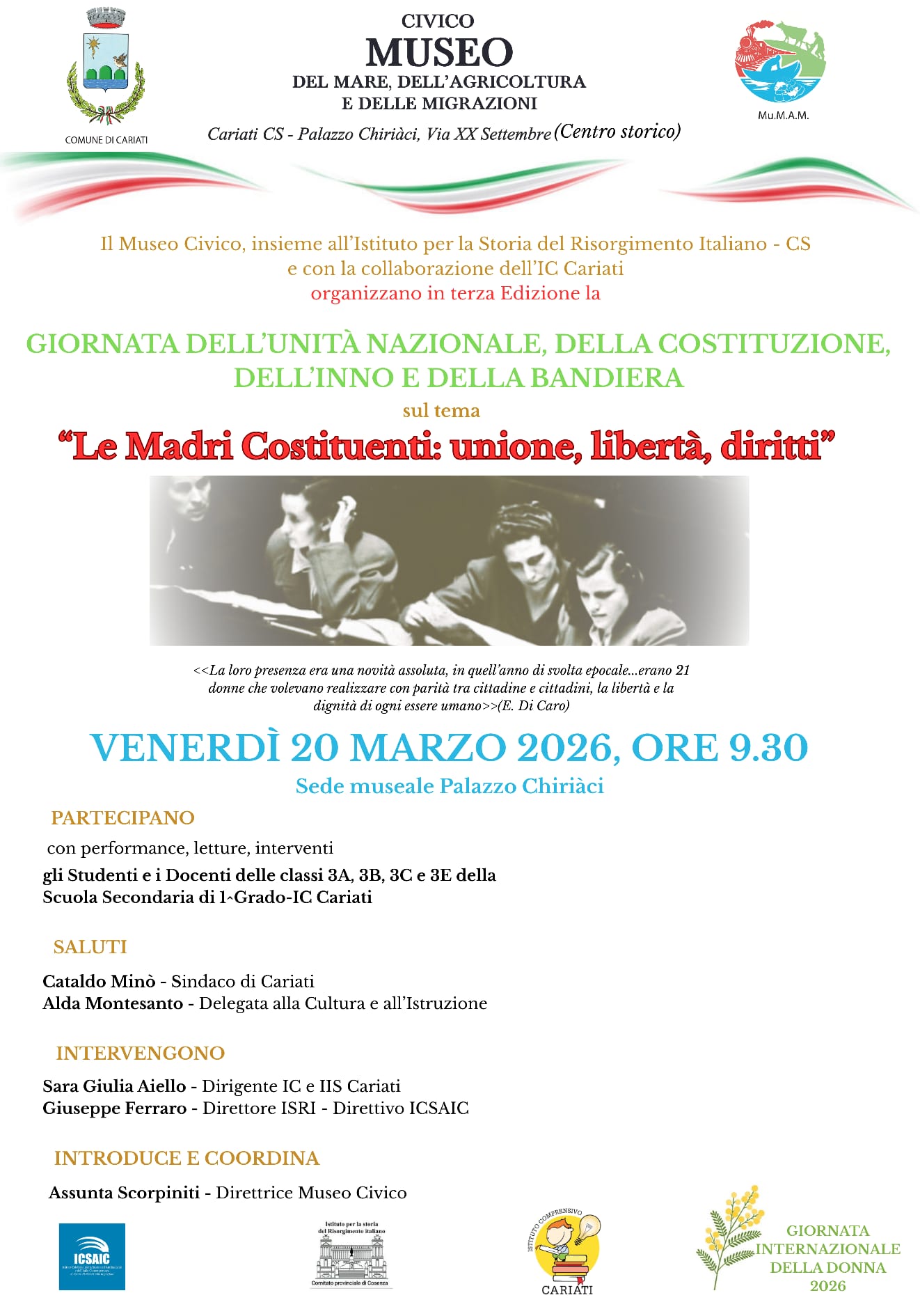 L’ICSAIC al Museo Civico di Cariati per la Giornata dell’Unità Nazionale