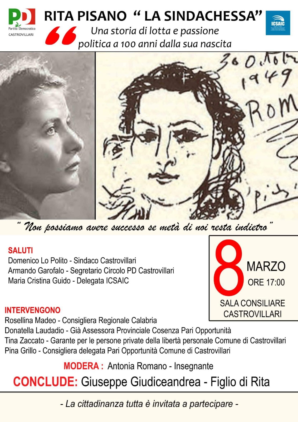 Rita Pisano, “la sindachessa”. L’ICSAIC a Castrovillari con la socia Maria Cristina Guido