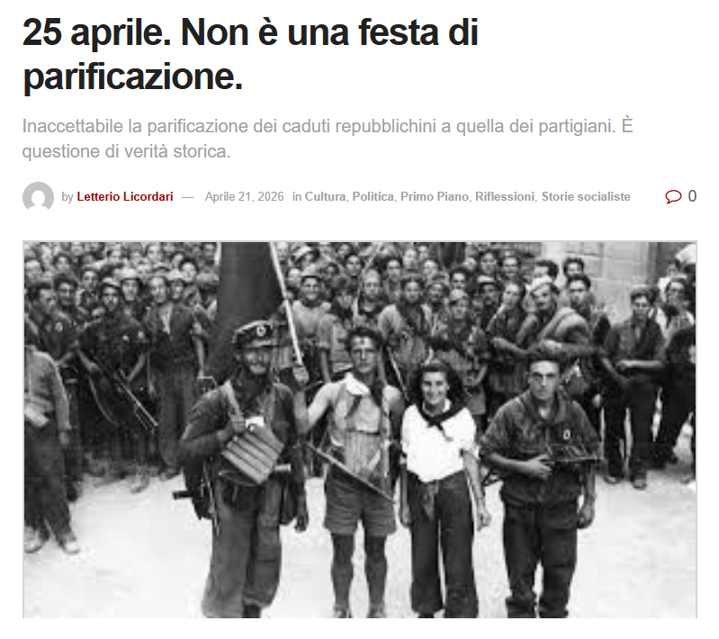 L’ineluttabile valenza storica, politica e sociale del 25 aprile