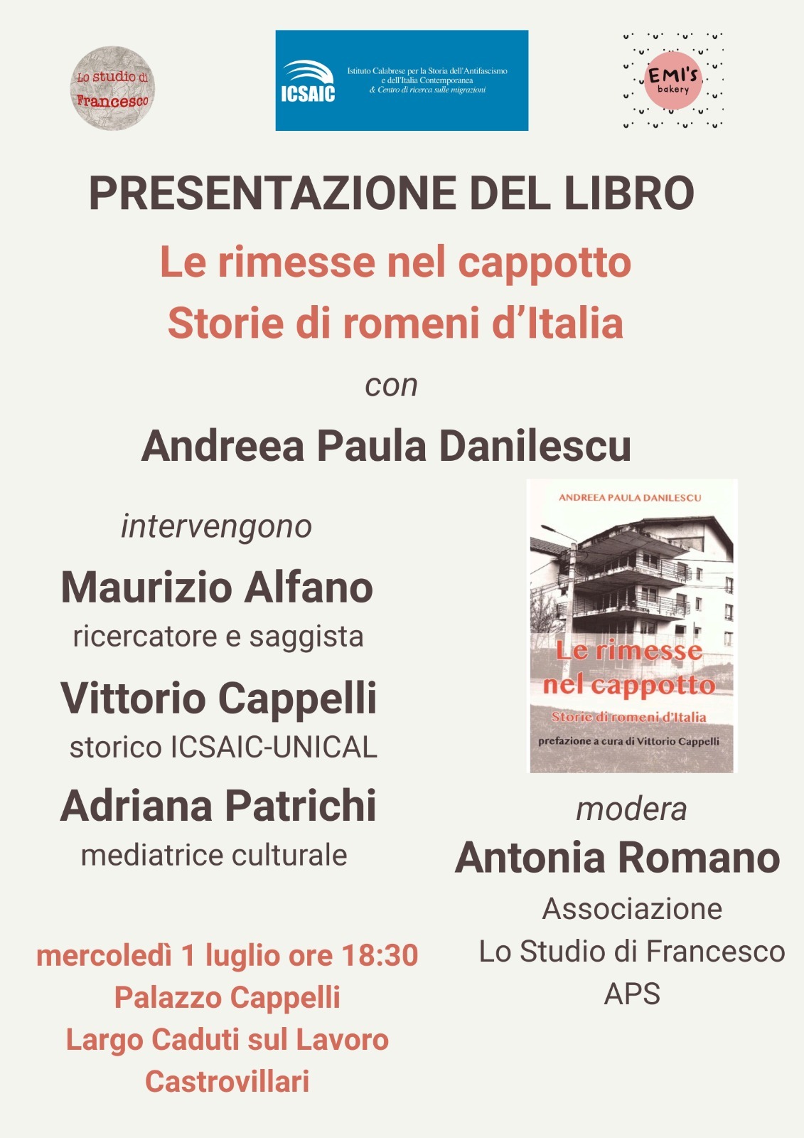 Storie di romeni d’Italia. Presentazione del libro di Danilescu con Cappelli a Castrovillari