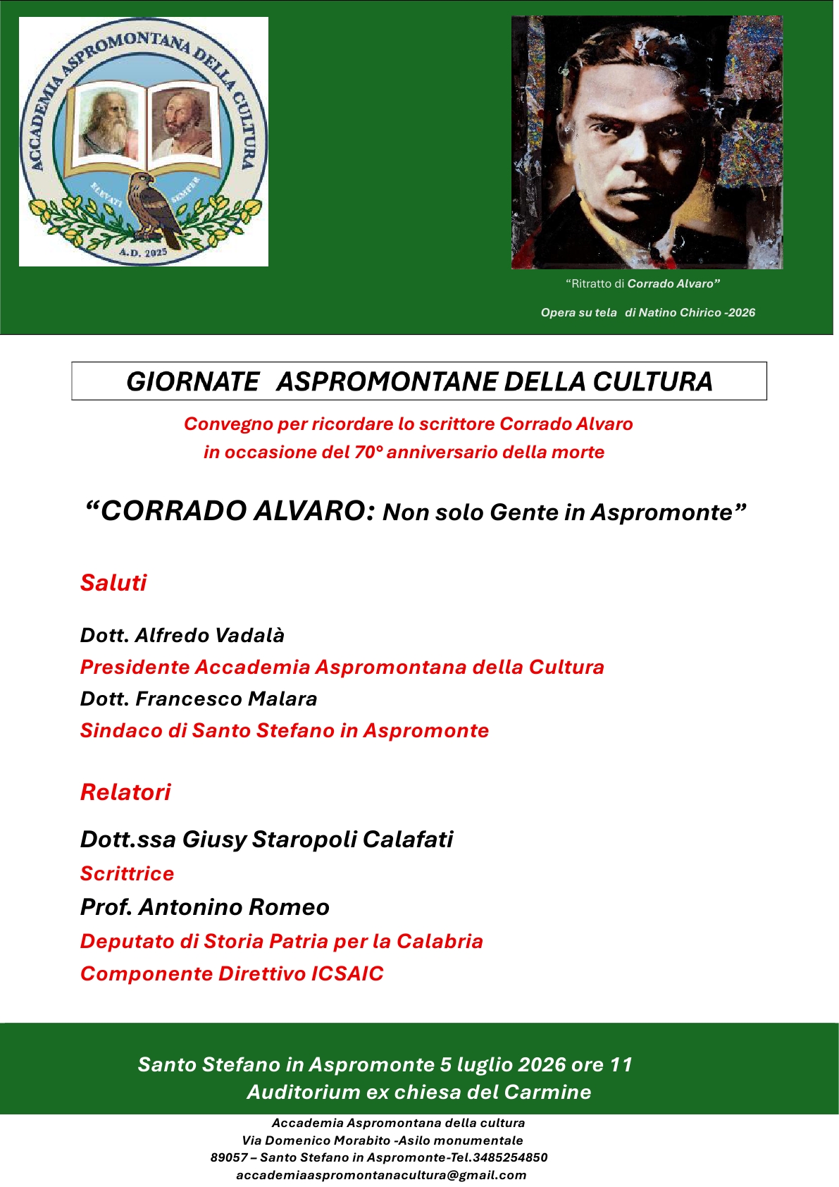 Anniversario Corrado Alvaro: l’ICSAIC con Romeo a S. Stefano d’Aspromonte